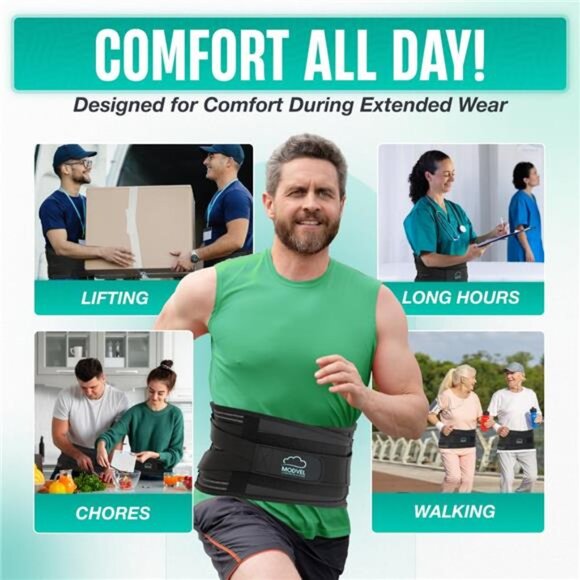 Modvel Back Braces for Lower Back Pain Relief with 6 Stays, Breathable Back - Picture 9 of 14